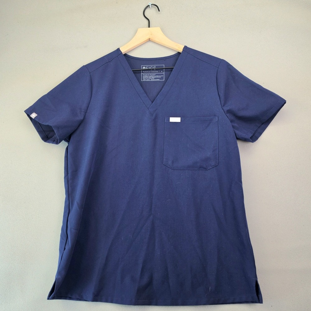 FIGS Scrub Top Womens Medium Navy Catarina V Neck Technical Collection Nurse Top